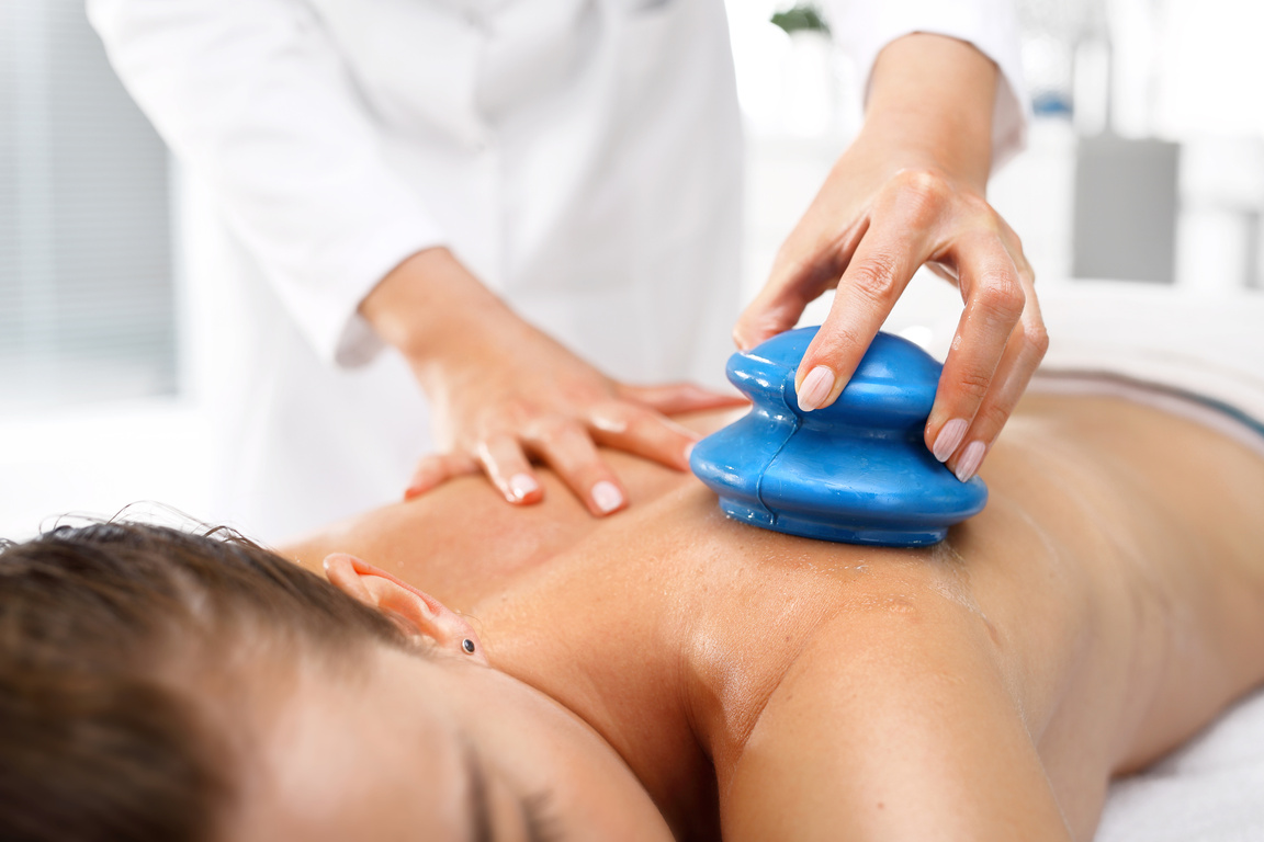 Chinese cupping massage. Back massage bubble Chinese.